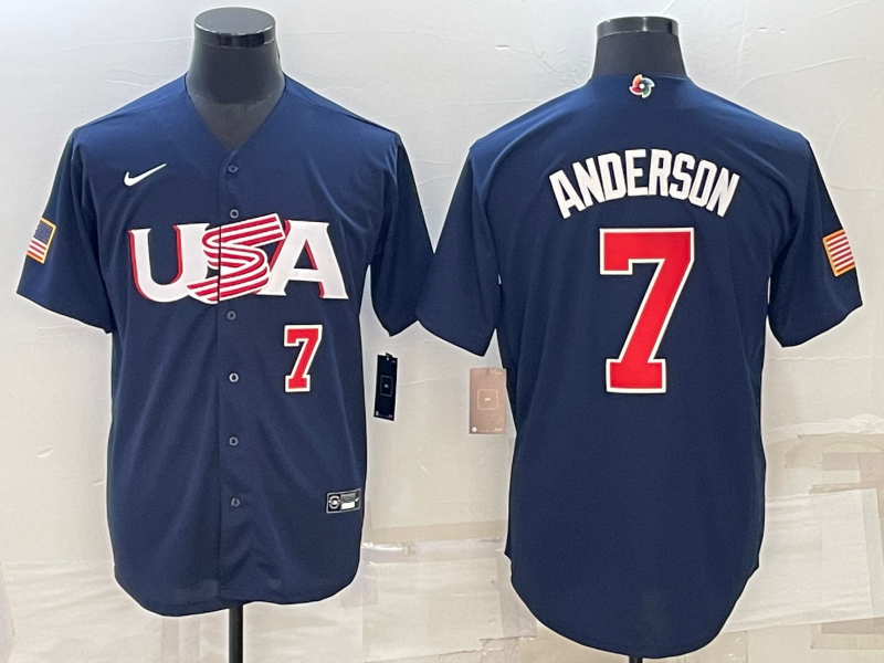 USA Tim Anderson Navy Red 2023 World Baseball Classic Jersey USA Tim Anderson Navy Red 2023 World Baseball Classic Jersey