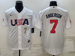 USA Tim Anderson White Gold 2023 World Baseball Classic Jersey