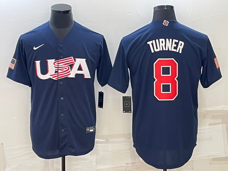 USA Trea Turner Navy 2023 World Baseball Classic Jersey USA Trea Turner Navy 2023 World Baseball Classic Jersey