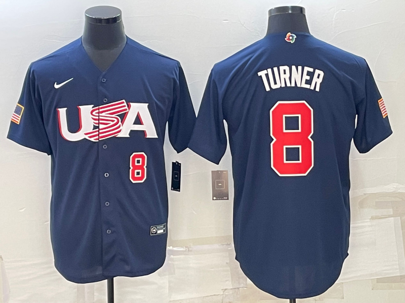USA Trea Turner Navy Red 2023 World Baseball Classic Jersey USA Trea Turner Navy Red 2023 World Baseball Classic Jersey