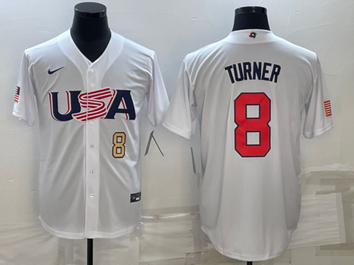 USA Trea Turner White Gold 2023 World Baseball Classic Jersey