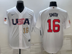 USA Will Smith White Gold 2023 World Baseball Classic Jersey