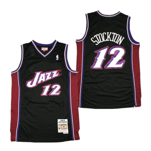 Utah Jazz John Stockton Black 1998-99 Throwback Jersey Utah Jazz John Stockton Black 1998-99 Throwback Jersey