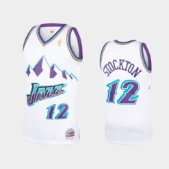 Utah Jazz John Stockton White 1996-97 Throwback Jersey
