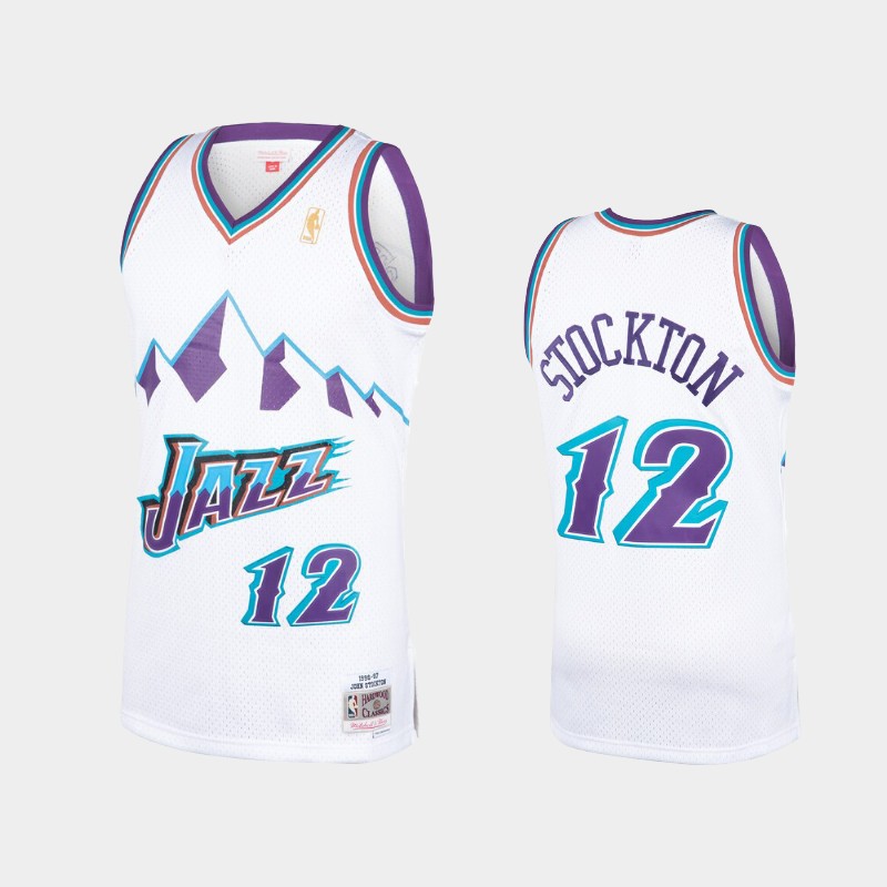 Utah Jazz John Stockton White 1996-97 Throwback Jersey Utah Jazz John Stockton White 1996-97 Throwback Jersey