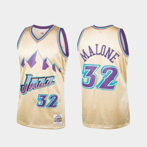 Utah Jazz Karl Malone Cream 1996-97 Throwback Jersey