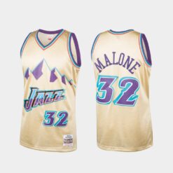 Utah Jazz Karl Malone Cream 1996-97 Throwback Jersey