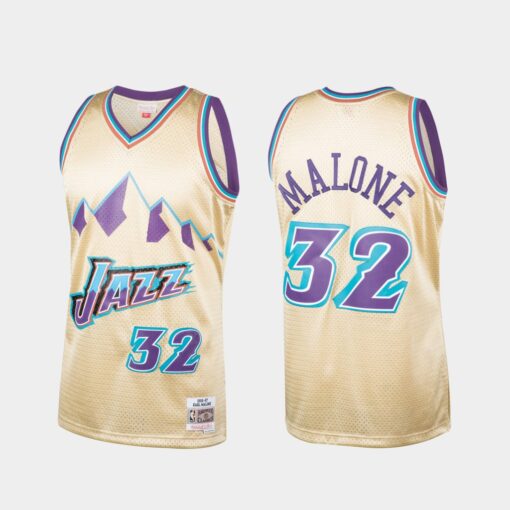 Utah Jazz Karl Malone Cream 1996-97 Throwback Jersey