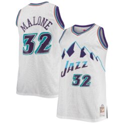 Utah Jazz Karl Malone White Throwback Jersey