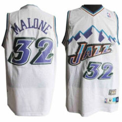 Utah Jazz Karl Malone White Vintage Jersey