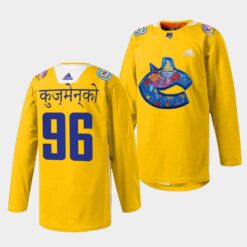 Vancouver Canucks Andrei Kuzmenko Diwali Night Yellow Jersey