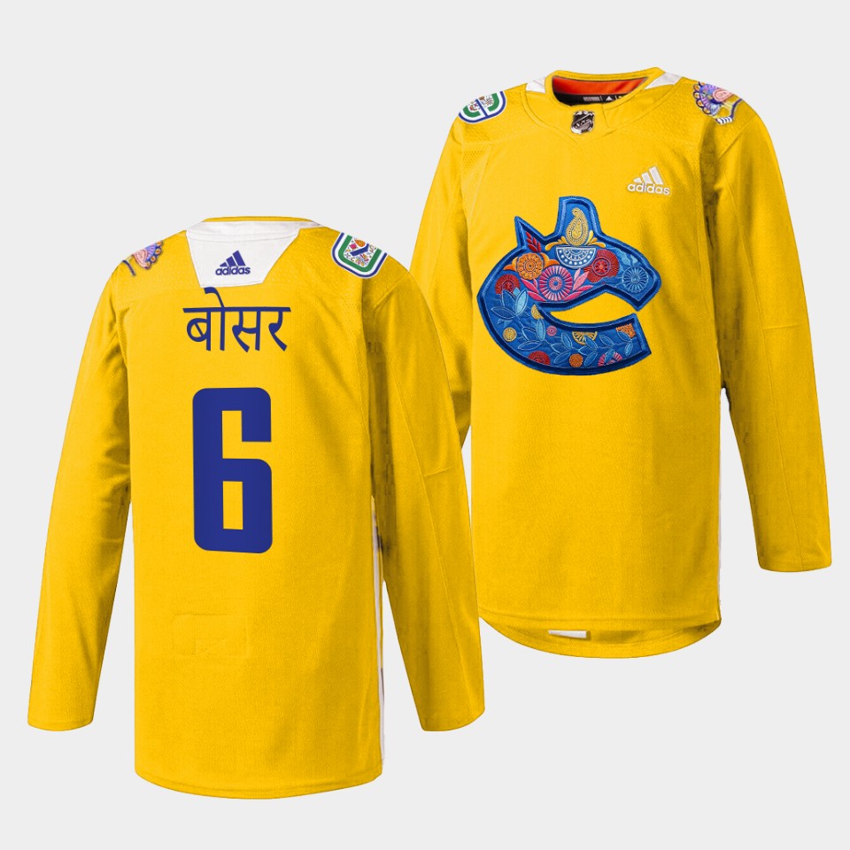 Vancouver Canucks Brock Boeser Diwali Night Yellow Jersey Vancouver Canucks Brock Boeser Diwali Night Yellow Jersey