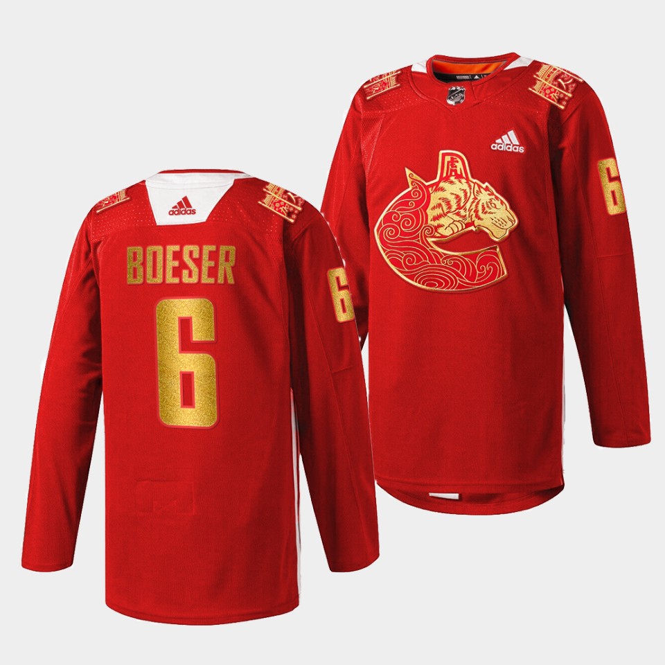 Vancouver Canucks Brock Boeser Lunar New Year Red Tiger Jersey Vancouver Canucks Brock Boeser Lunar New Year Red Tiger Jersey