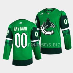 Vancouver Canucks Custom 2023 St. Patricks Day Green Jersey