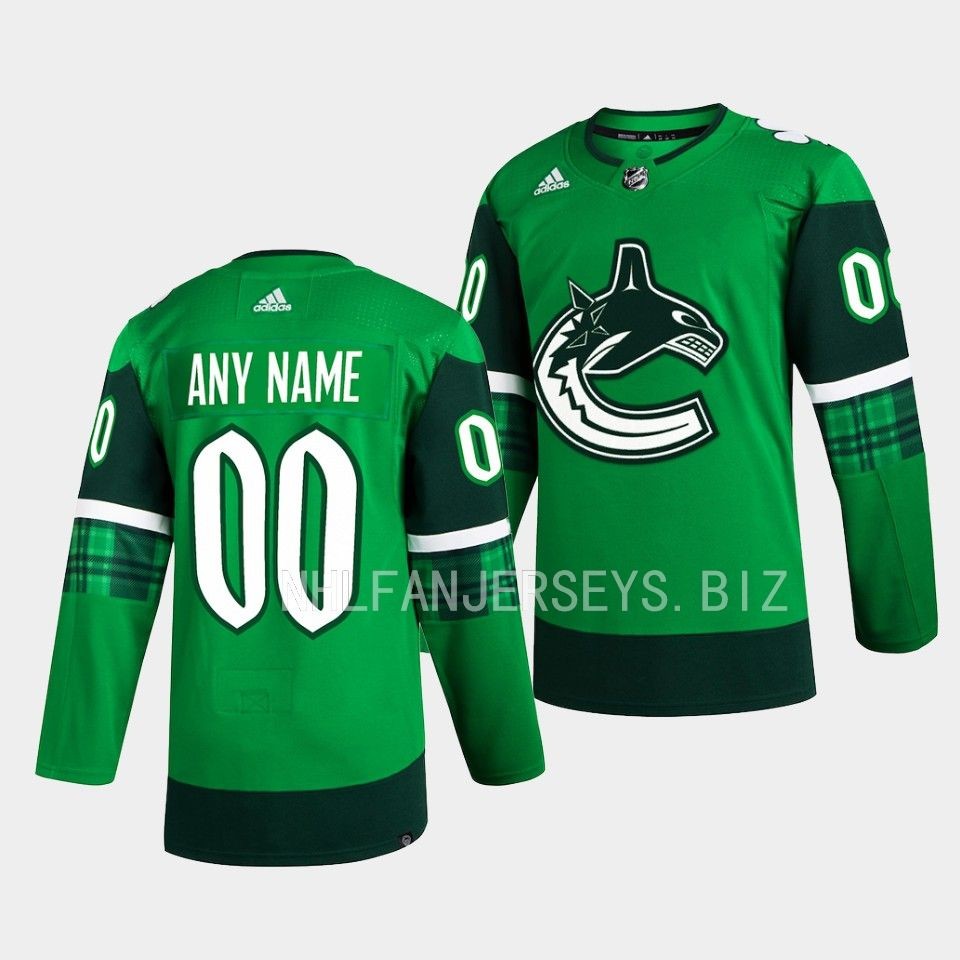 Vancouver Canucks Custom 2023 St. Patricks Day Green Jersey Vancouver Canucks Custom 2023 St. Patricks Day Green Jersey
