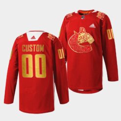 Vancouver Canucks Custom Lunar New Year Red Tiger Warmup Jersey