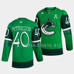 Vancouver Canucks Elias Pettersson 2023 St. Patricks Day Green Jersey