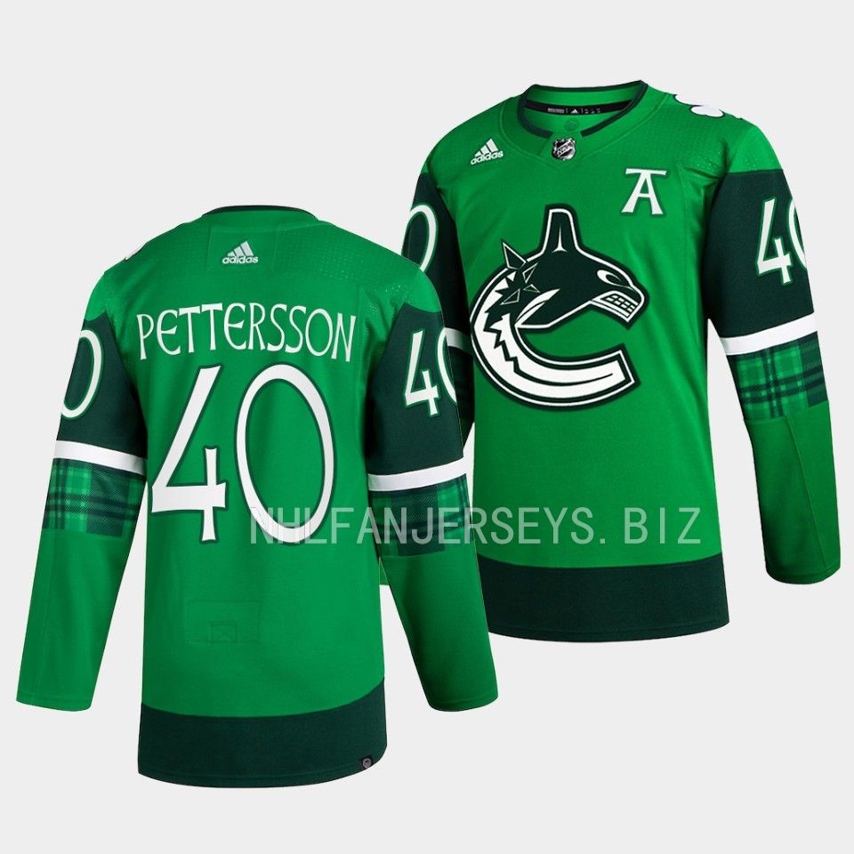 Vancouver Canucks Elias Pettersson 2023 St. Patricks Day Green Jersey Vancouver Canucks Elias Pettersson 2023 St. Patricks Day Green Jersey