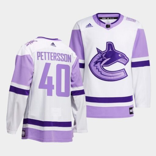 Vancouver Canucks Elias Pettersson HockeyFightsCancer White Jersey