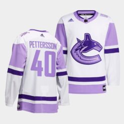 Vancouver Canucks Elias Pettersson HockeyFightsCancer White Jersey