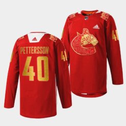 Vancouver Canucks Elias Pettersson Lunar New Year Red Tiger Jersey
