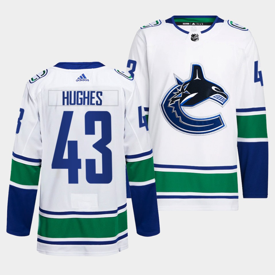 Vancouver Canucks Quinn Hughes Away White Jersey Vancouver Canucks Quinn Hughes Away White Jersey