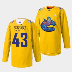 Vancouver Canucks Quinn Hughes Diwali Night Yellow Jersey