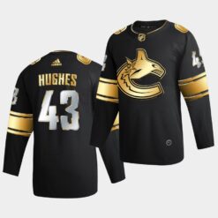Vancouver Canucks Quinn Hughes Golden Edition Limited Black Jersey