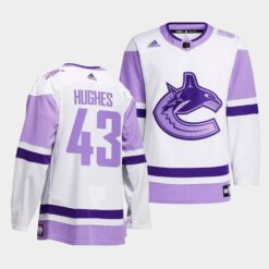 Vancouver Canucks Quinn Hughes HockeyFightsCancer White Jersey