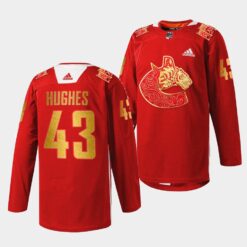 Vancouver Canucks Quinn Hughes Lunar New Year Red Tiger Jersey