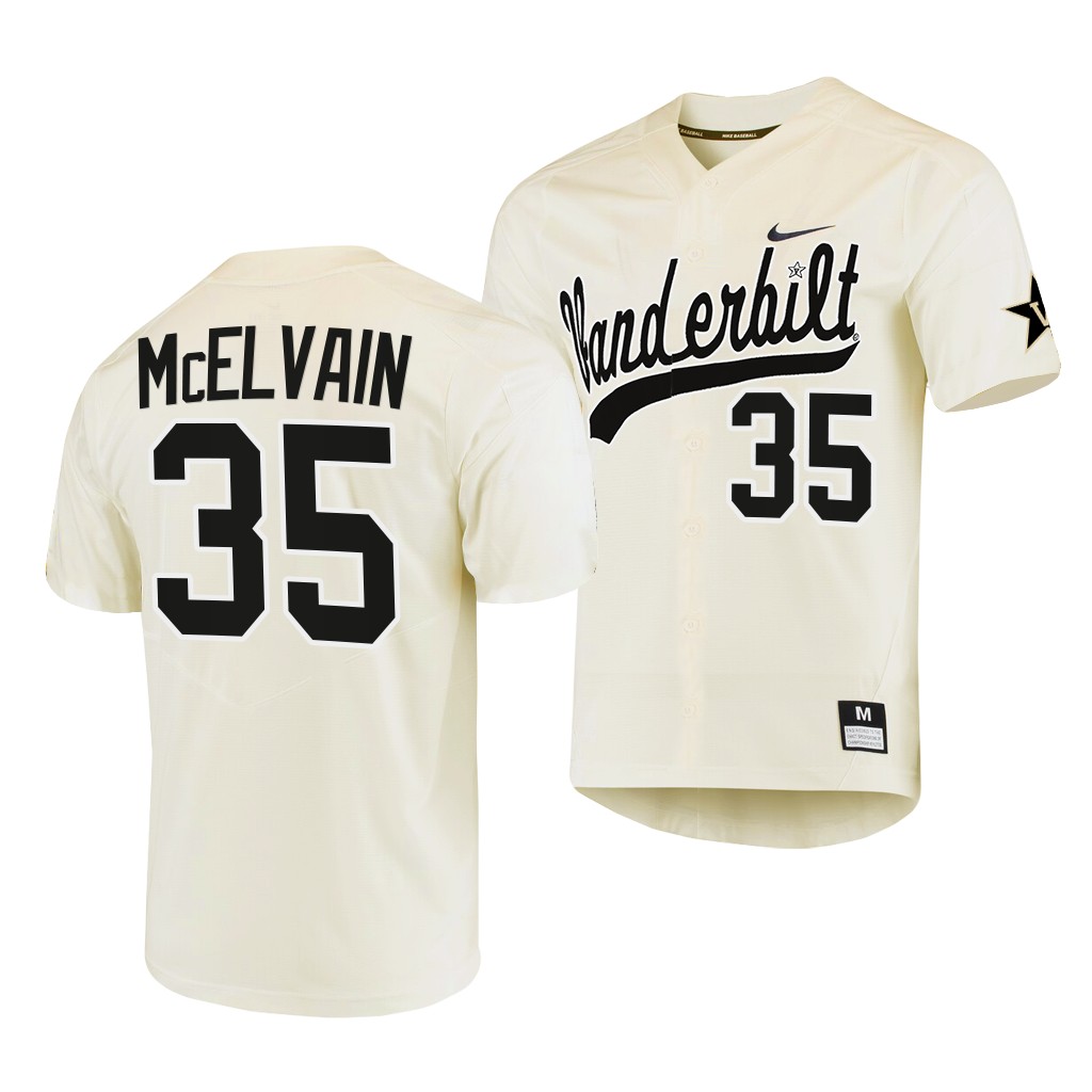 Vanderbilt Commodores Chris McElvain College Baseball Jersey Cream Vanderbilt Commodores Chris McElvain College Baseball Jersey Cream