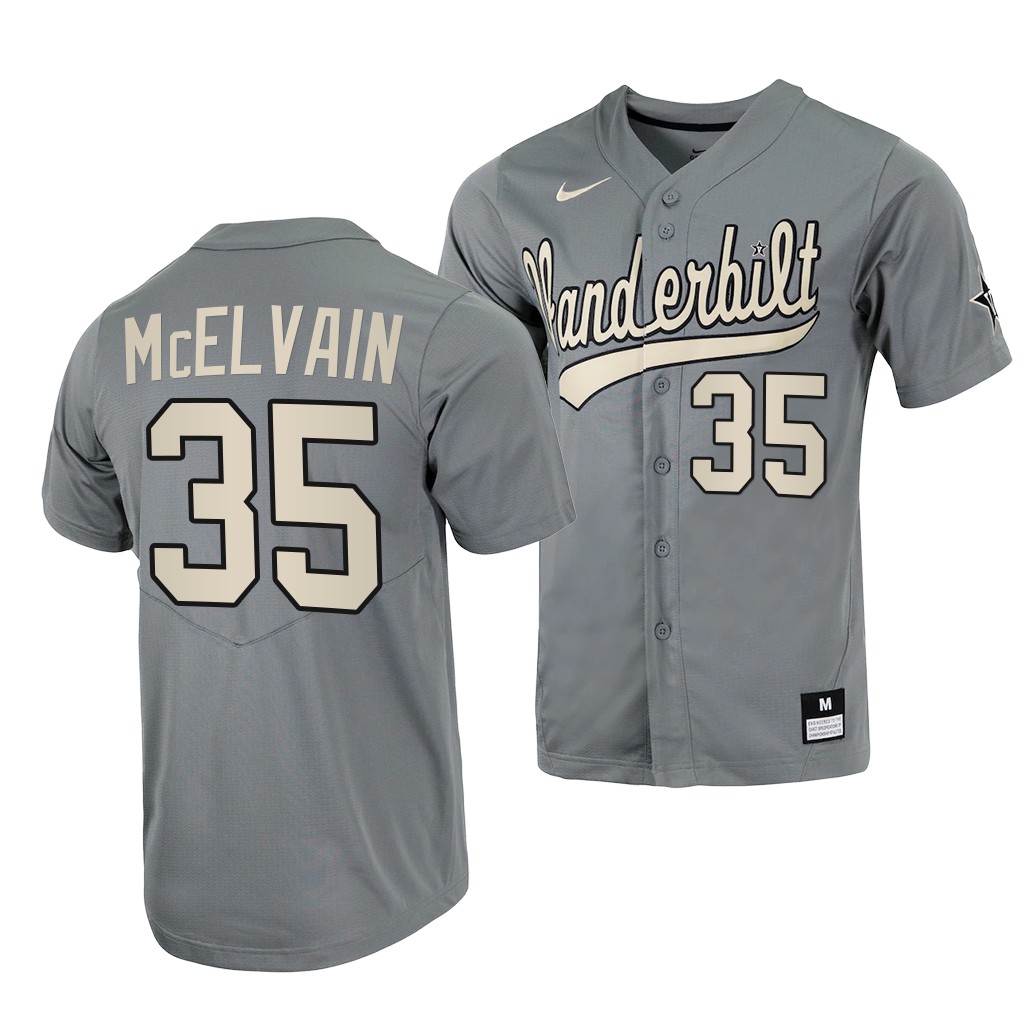 Vanderbilt Commodores Chris McElvain College Baseball Jersey Grey Vanderbilt Commodores Chris McElvain College Baseball Jersey Grey