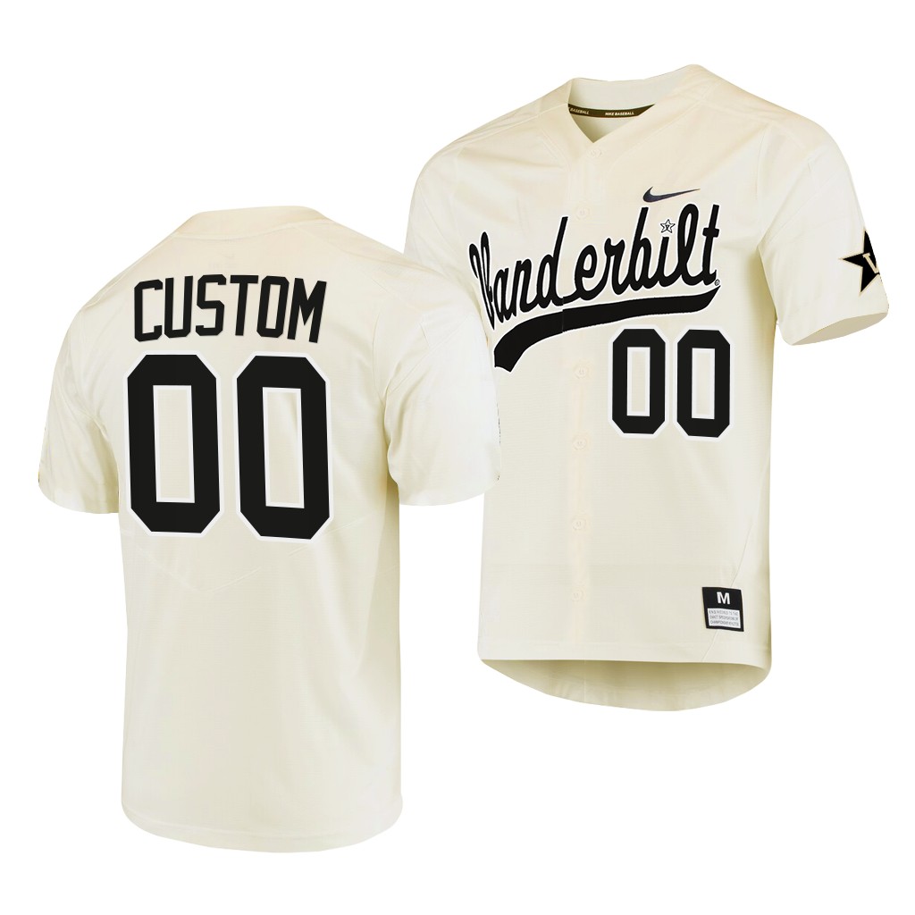 Vanderbilt Commodores Custom College Baseball Jersey Cream Vanderbilt Commodores Custom College Baseball Jersey Cream