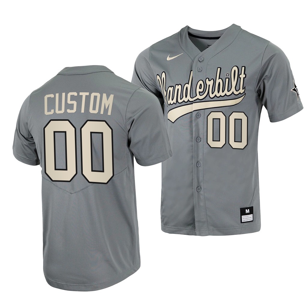 Vanderbilt Commodores Custom College Baseball Jersey Grey Vanderbilt Commodores Custom College Baseball Jersey Grey