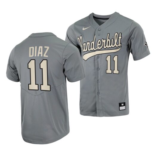 Vanderbilt Commodores Davis Diaz College Baseball Jersey Grey
