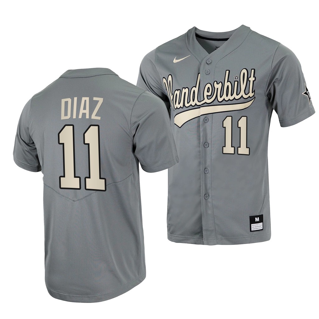 Vanderbilt Commodores Davis Diaz College Baseball Jersey Grey Vanderbilt Commodores Davis Diaz College Baseball Jersey Grey