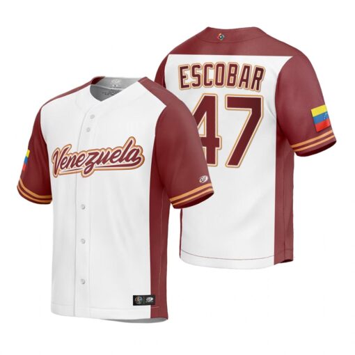 Venezuela Edwin Escobar White Replica 2023 World Baseball Classic Jersey