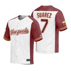 Venezuela Eugenio Suarez White Replica 2023 World Baseball Classic Jersey