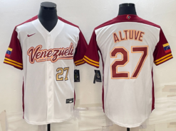 Venezuela Jose Altuve White Gold 2023 World Baseball Classic Jersey