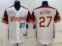 Venezuela Jose Altuve White Navy 2023 World Baseball Classic Jersey