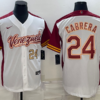 Venezuela Miguel Cabrera White Navy 2023 World Baseball Classic Jersey