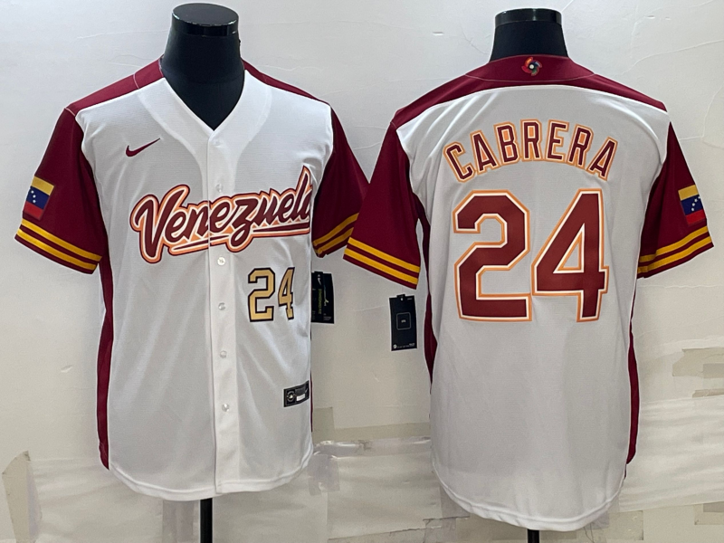 Venezuela Miguel Cabrera White Gold 2023 World Baseball Classic Jersey Venezuela Miguel Cabrera White Gold 2023 World Baseball Classic Jersey