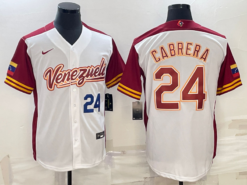 Venezuela Miguel Cabrera White Navy 2023 World Baseball Classic Jersey