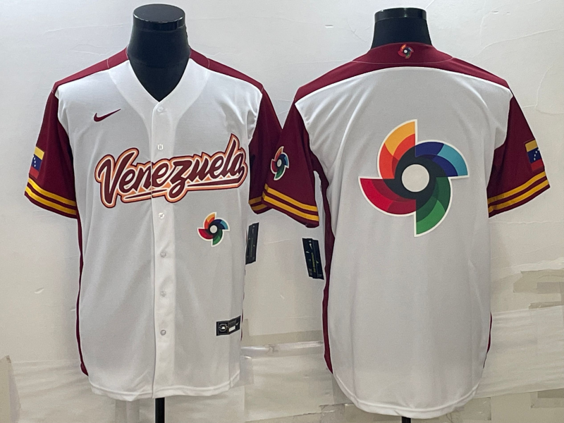 Venezuela White Burgundy 2023 World Baseball Classic Jersey with Big Logo Venezuela White Burgundy 2023 World Baseball Classic Jersey with Big Logo