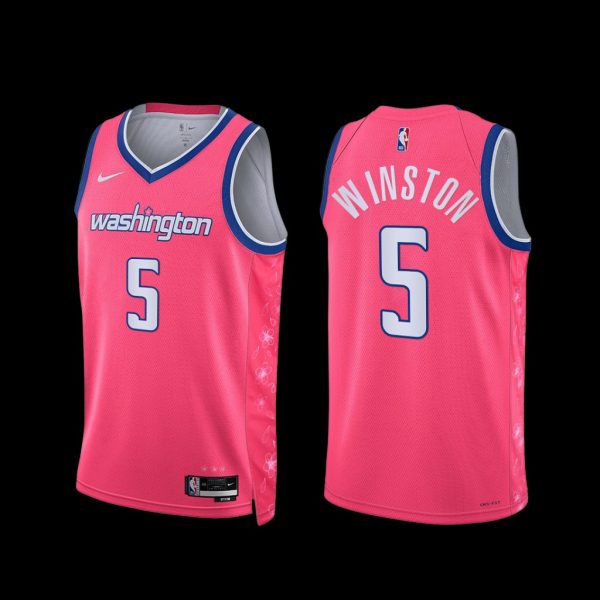 Washington Wizards Cassius Winston 2022-23 City Edition Cherry Blossom Jersey Pink Washington Wizards Cassius Winston 2022-23 City Edition Cherry Blossom Jersey Pink