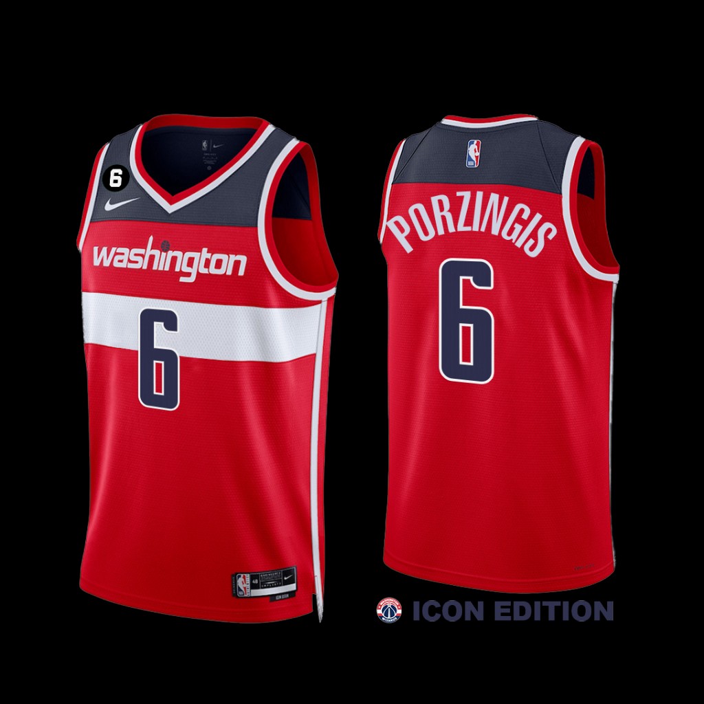Washington Wizards Kristaps Porzingis 2022-23 Icon Edition Jersey Red Washington Wizards Kristaps Porzingis 2022-23 Icon Edition Jersey Red