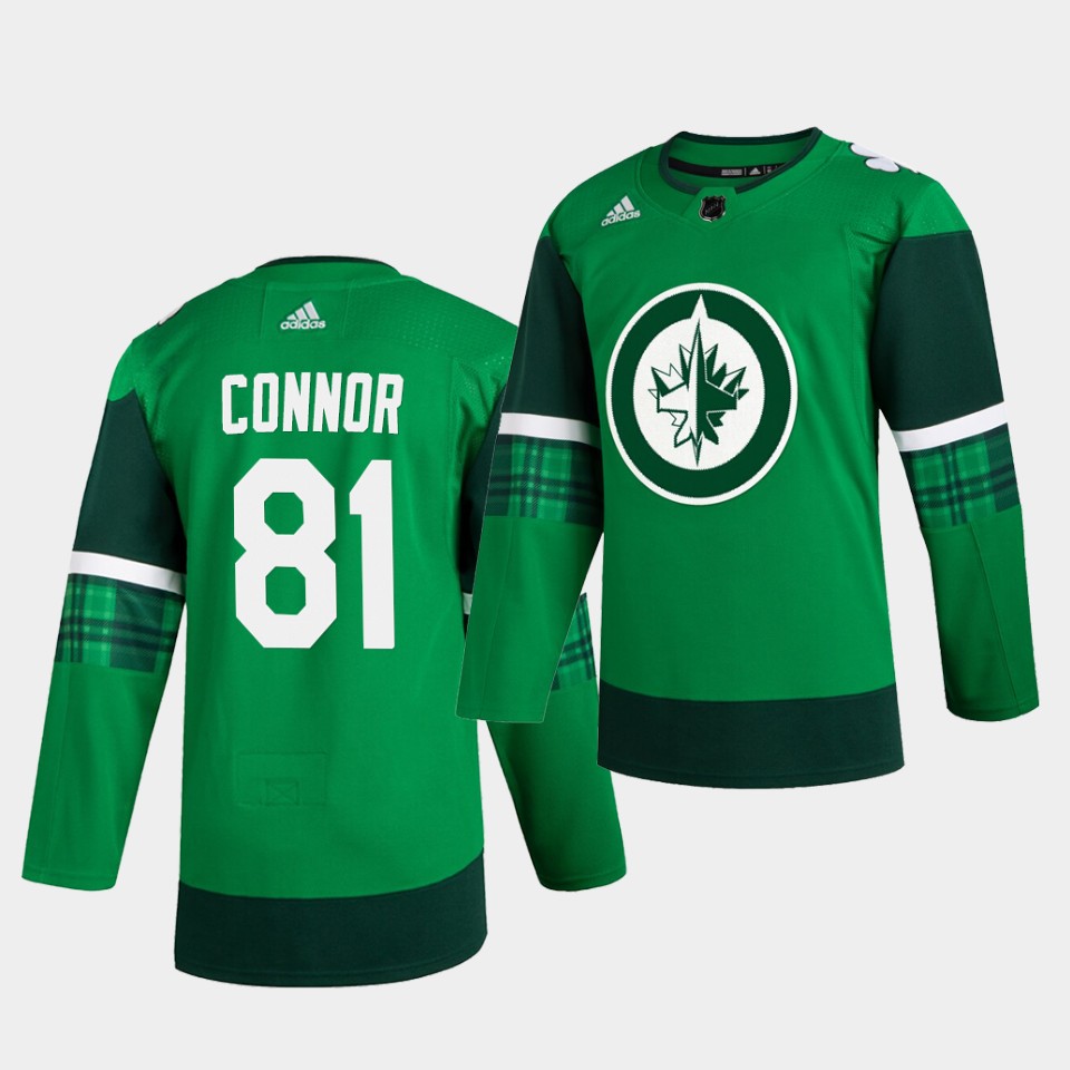Winnipeg Jets Kyle Connor St. Patrick's Day Green Player Jersey Winnipeg Jets Kyle Connor St. Patrick's Day Green Player Jersey